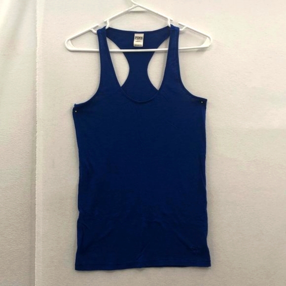PINK Victoria's Secret Tops - 5️Pink Victorias Secret Womens Navy Blue Sleepwear Racerback Tank Top Size Small